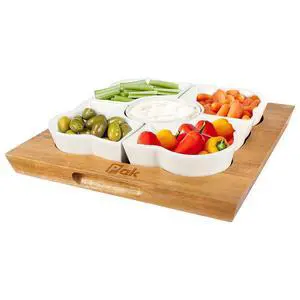 Acacia Wood Serving Tray, 12" Square, Natural Brown & White, 5-Piece Set, Dishwasher Safe, Freezer & Microwave Safe, Perfect for Appetizer, Veggie, Taco, Fruit Platter Acacia Wood Serving Tray, 12" Square, Natural Brown & White, 5-Piece Set, Dishwasher Safe, Freezer & Microwave Safe, Perfect for Appetizer, Veggie, Taco, Fruit Platter