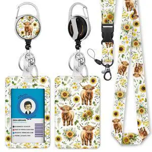 Cow Lanyards for ID Badges, Badge Holder with Retractable Reel Cow Lanyards for ID Badges, Badge Holder with Retractable Reel