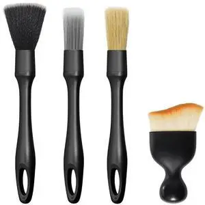 4 PCS Car Detailing Brush Set, Boars Bristle No Scratch Dusting Tool Cleaning Auto Interior or Exterior, Premium Brushes Cleaning Supplies for Dashboard Air Vent Seat Wheel 4 PCS Car Detailing Brush Set, Boars Bristle No Scratch Dusting Tool Cleaning Auto Interior or Exterior, Premium Brushes Cleaning Supplies for Dashboard Air Vent Seat Wheel