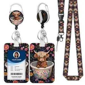 Cute Highland Cow Breakaway Lanyard for ID Badges with Retractable Badge Reel & Carabiner, Adjustable Name Tag Holder for Teachers, Nurses, Students & Office Workers Cute Highland Cow Breakaway Lanyard for ID Badges with Retractable Badge Reel & Carabiner, Adjustable Name Tag Holder for Teachers, Nurses, Students & Office Workers