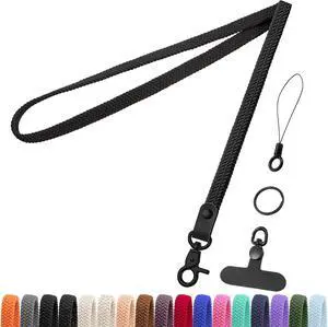 Stretchy Long Thin Braided Lanyard for ID Badges & Keys, with Phone Tether Tab & Key Ring for Teachers Nurses Office Workers(Black) Stretchy Long Thin Braided Lanyard for ID Badges & Keys, with Phone Tether Tab & Key Ring for Teachers Nurses Office Workers(Black)