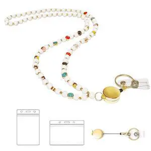 Retractable Wood Beaded Lanyards for Id Badges Holder, Teacher Breakaway Lanyard, Keychain Id Lanyard for Women Retractable Wood Beaded Lanyards for Id Badges Holder, Teacher Breakaway Lanyard, Keychain Id Lanyard for Women