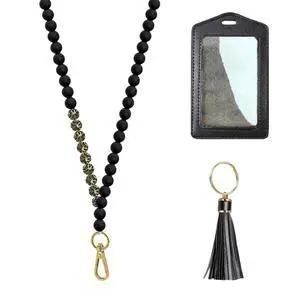 Soft Black Silicone Lanyards for ID Badges for Women Cute Breakaway Teacher Lanyard with ID Holder for Women Silicone Bead Lanyard Soft Black Silicone Lanyards for ID Badges for Women Cute Breakaway Teacher Lanyard with ID Holder for Women Silicone Bead Lanyard