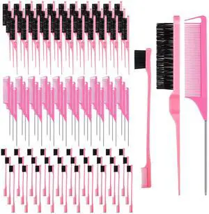 90 Piece Hair Styling Set: 30 Teasing Brushes, 30 Rat Tail Combs, 30 Edge Brushes for Women, Babies, and Kids - Pink 90 Piece Hair Styling Set: 30 Teasing Brushes, 30 Rat Tail Combs, 30 Edge Brushes for Women, Babies, and Kids - Pink