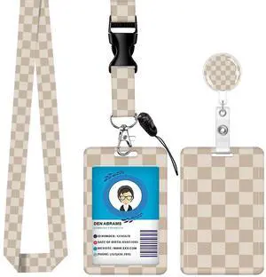 Lanyards for ID Badge Holder for Women Cute, Teacher Lanyard with ID Holder Clip,Retractable Keychain Badge Reel Heavy Duty, Teacher Nurse Work Office Gifts (Beige Checkered) Lanyards for ID Badge Holder for Women Cute, Teacher Lanyard with ID Holder Clip,Retractable Keychain Badge Reel Heavy Duty, Teacher Nurse Work Office Gifts (Beige Checkered)