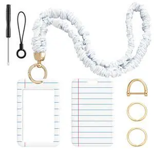 Scrunchie Teacher Lanyards with ID Badge Holder Notebook Retractable Stretchy Lanyards with ID Badges Breakaway Wristlet Keychain Key Rings Set for Back to School Gift Scrunchie Teacher Lanyards with ID Badge Holder Notebook Retractable Stretchy Lanyards with ID Badges Breakaway Wristlet Keychain Key Rings Set for Back to School Gift