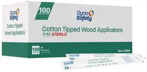 6-Inch Sterile Cotton Tipped Applicators - Single-Use Wooden Cotton Tip Applicators for Wound Care & Dressing, Hygiene, Makeup, Cleaning - 1 Box of 100 Pouches, 1 per Pouch 6-Inch Sterile Cotton Tipped Applicators - Single-Use Wooden Cotton Tip Applicators for Wound Care & Dressing, Hygiene, Makeup, Cleaning - 1 Box of 100 Pouches, 1 per Pouch