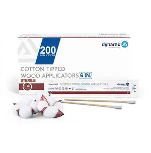 Cotton Tipped Wood Applicators - 6" - Sterile - Medical Swabs for Wound Care, Cleaning, Crafts - 100 Pouches per Box, 2 Applicators per Pouch Cotton Tipped Wood Applicators - 6" - Sterile - Medical Swabs for Wound Care, Cleaning, Crafts - 100 Pouches per Box, 2 Applicators per Pouch