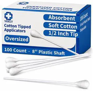Oversized Cotton Tipped Applicators 8" (100 Pack) Large 1/2" Swab Extra Long Cotton Swabs with Plastic Shaft, Non-Sterile Applicator Sticks Oversized Cotton Tipped Applicators 8" (100 Pack) Large 1/2" Swab Extra Long Cotton Swabs with Plastic Shaft, Non-Sterile Applicator Sticks