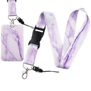 Cool Purple Marble Lanyard with ID Badge Holder Detachable Cute Aesthetic School Keys Lanyard ID Holder for Women Teachers Girls Cool Purple Marble Lanyard with ID Badge Holder Detachable Cute Aesthetic School Keys Lanyard ID Holder for Women Teachers Girls