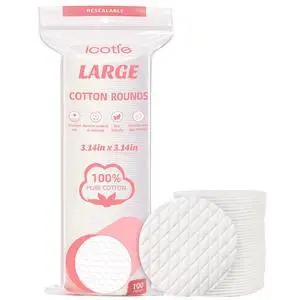 Extra Large Cotton Rounds, 100% Pure Cotton Pads, 3.14 Inch Soft Lint-Free Facial Cleansing Pads for Makeup Removal, Toner Application, Nail Polish Removal and Daily Skincare, 100 Count Extra Large Cotton Rounds, 100% Pure Cotton Pads, 3.14 Inch Soft Lint-Free Facial Cleansing Pads for Makeup Removal, Toner Application, Nail Polish Removal and Daily Skincare, 100 Count