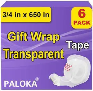 Tape, Transparent Tape for Gift Wrapping, 6 Dispensered Rolls, Glossy Finish, Great for Holiday Wrapping Paper, Office&School Supplies, 3/4 x 650 Inches Tape, Transparent Tape for Gift Wrapping, 6 Dispensered Rolls, Glossy Finish, Great for Holiday Wrapping Paper, Office&School Supplies, 3/4 x 650 Inches