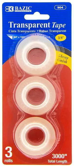 Bazic 3/4" X 1000" Transparent Tape Refill, 3pc-pack Bazic 3/4" X 1000" Transparent Tape Refill, 3pc-pack