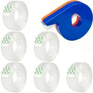 6 Transparent Tape Refills Rolls 3/4-Inch x 2000 Inches with Tape Dispenser 6 Transparent Tape Refills Rolls 3/4-Inch x 2000 Inches with Tape Dispenser