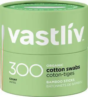 Organic Bamboo Cotton Swabs, 300 Count Organic Bamboo Cotton Swabs, 300 Count