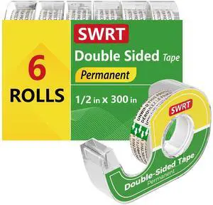 Double Sided Tape for Crafts, 6 Pack with Dispenser, 1/2 in x 300 Inches, Double Stick Tape for Gift Wrapping, Double Sided Tape Office & School Supplies Double Sided Tape for Crafts, 6 Pack with Dispenser, 1/2 in x 300 Inches, Double Stick Tape for Gift Wrapping, Double Sided Tape Office & School Supplies