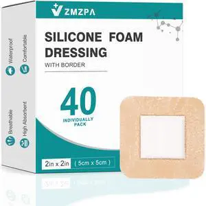 40 Pcs Silicone Foam Dressing 2x2 Gentle Border, Waterproof Silicone Bandages for Wounds Care, Bed Sore Patches, Super Absorbent Wound Dressing, Self Adhesive Pressure Sore Pads (40) 40 Pcs Silicone Foam Dressing 2x2 Gentle Border, Waterproof Silicone Bandages for Wounds Care, Bed Sore Patches, Super Absorbent Wound Dressing, Self Adhesive Pressure Sore Pads (40)