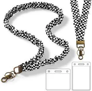 Scrunchie Lanyard with ID Badges Holder for Women, Stretchy Lanyards for Teachers, Cute Neck Lanyard for Keys(Checkered) Scrunchie Lanyard with ID Badges Holder for Women, Stretchy Lanyards for Teachers, Cute Neck Lanyard for Keys(Checkered)
