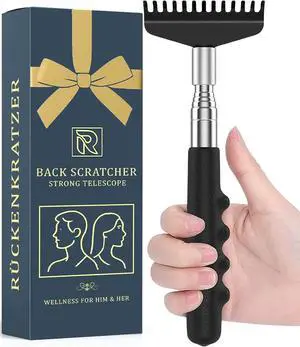Robust Telescoping Back Scratcher for Instant Itch Relief, Extra Wide Head, Stainless Steel Handle Reaches Anywhere, Back Scratcher for Men, Back Scratcher for Women, Extends from 8" to 27" Gift Box Robust Telescoping Back Scratcher for Instant Itch Relief, Extra Wide Head, Stainless Steel Handle Reaches Anywhere, Back Scratcher for Men, Back Scratcher for Women, Extends from 8" to 27" Gift Box