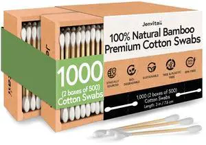 100% Bamboo Cotton Swabs (1000-Pack) | Double Tipped Organic Cotton Swabs for Ears | Biodegradable Beauty & Personal Care Items | FSC Certified & Hypoallergenic | For All Ages & Pets 100% Bamboo Cotton Swabs (1000-Pack) | Double Tipped Organic Cotton Swabs for Ears | Biodegradable Beauty & Personal Care Items | FSC Certified & Hypoallergenic | For All Ages & Pets