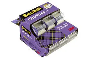 Giftwrap Tape, 3/4 in x 300 in, 3 Rolls - Satin-Finish Tape for Gift Wrapping Giftwrap Tape, 3/4 in x 300 in, 3 Rolls - Satin-Finish Tape for Gift Wrapping