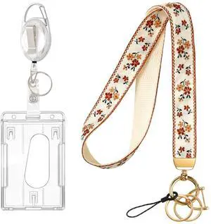 Boho Lanyard with Retractable ID Badge Holder and Key D-Rings Set,Cute Neck Lanyard for Keys Lanyards for Teachers Workers Women Boho Lanyard with Retractable ID Badge Holder and Key D-Rings Set,Cute Neck Lanyard for Keys Lanyards for Teachers Workers Women