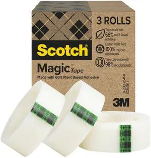 Magic Greener Tape, Invisible Tape for Fixing Paper, Office Supplies and Back to School Supplies, 0.75 in .x 900 in., 3 Rolls Magic Greener Tape, Invisible Tape for Fixing Paper, Office Supplies and Back to School Supplies, 0.75 in .x 900 in., 3 Rolls