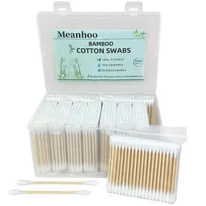Bamboo Cotton Swabs, Soft Lint-Free Double Tips, 1000 Count Storage Box Bamboo Cotton Swabs, Soft Lint-Free Double Tips, 1000 Count Storage Box