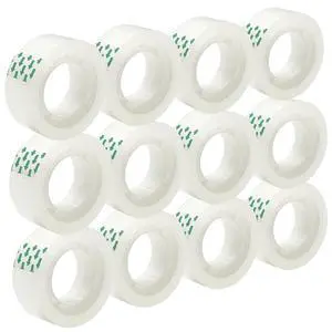 12 Rolls Transparent Tape Refills Rolls 3/4-Inch x 720 inch, 1 inch Core, Clear Gift Wrapping Tape Refill Roll for Office, Home, School 12 Rolls Transparent Tape Refills Rolls 3/4-Inch x 720 inch, 1 inch Core, Clear Gift Wrapping Tape Refill Roll for Office, Home, School