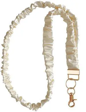 Scrunchie Lanyard for ID Badges, Scrunchie Teacher Lanyard, Cute Neck Lanyard for Card Keychain Wallet (White) Scrunchie Lanyard for ID Badges, Scrunchie Teacher Lanyard, Cute Neck Lanyard for Card Keychain Wallet (White)