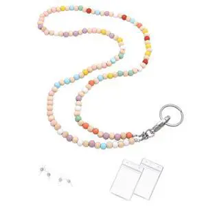Lanyard with Id Holder, Teacher Lanyard Beaded Wood Lanyard with Id Holder, Teacher Lanyard Beaded Wood