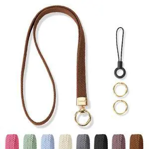 Stretchy Cute Lanyards for ID Badges, Thin Teacher Lanyard for Key, Long Neck Keychain ID Badge Lanyards for Women/Men (Brown) Stretchy Cute Lanyards for ID Badges, Thin Teacher Lanyard for Key, Long Neck Keychain ID Badge Lanyards for Women/Men (Brown)
