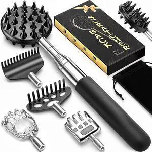 Telescoping Back Scratcher with 5 Detachable Scratching Heads, Rubber Handles, Anniversary Birthday Gifts for Men Women Back Scratcher for Men/Dad/Women/Adults Telescoping Back Scratcher with 5 Detachable Scratching Heads, Rubber Handles, Anniversary Birthday Gifts for Men Women Back Scratcher for Men/Dad/Women/Adults