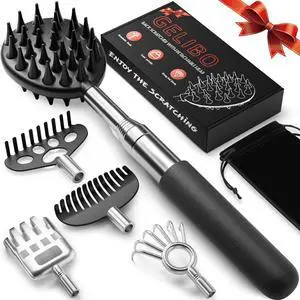 Telescoping Large Back Scratcher with 5 Detachable Heads, Gift for Him, Dad, Gifts for Men, Extendable Back Massager Tool with Beautiful Box Telescoping Large Back Scratcher with 5 Detachable Heads, Gift for Him, Dad, Gifts for Men, Extendable Back Massager Tool with Beautiful Box