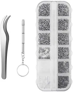1100Pcs Eyeglasses Repair Kit, Tiny Sunglasses Screws, Glasses Screws and 5 Pairs Nose Pads with Micro Screwdriver Tweezer for Watch Clock Spectacle Eye Glass Repair 1100Pcs Eyeglasses Repair Kit, Tiny Sunglasses Screws, Glasses Screws and 5 Pairs Nose Pads with Micro Screwdriver Tweezer for Watch Clock Spectacle Eye Glass Repair