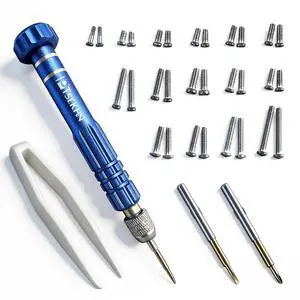 Eye Glass Repairing Kit, S2 Steel Screwdriver with 15 Types of Screws, Precision Eyeglass Repair Tool Set (Blue 2in1-screws) Eye Glass Repairing Kit, S2 Steel Screwdriver with 15 Types of Screws, Precision Eyeglass Repair Tool Set (Blue 2in1-screws)