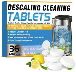 Kettle Descaler Tablet 36 Packs, Kettles Cleaner & Descaling Tablets, Powerful Citric Acid for Cleaning, Limescale Remover Hard Water for Coffee Maker, Portable Distiller, Kettle, Water Bottle Kettle Descaler Tablet 36 Packs, Kettles Cleaner & Descaling Tablets, Powerful Citric Acid for Cleaning, Limescale Remover Hard Water for Coffee Maker, Portable Distiller, Kettle, Water Bottle
