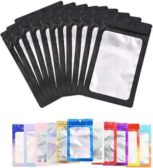 100 Pack Resealable Plastic Bags for Food Storage, Zipper Bags with Clear Front Window, Packaging Pouch for Small Business (Black, 3.5x6.3 inch) 100 Pack Resealable Plastic Bags for Food Storage, Zipper Bags with Clear Front Window, Packaging Pouch for Small Business (Black, 3.5x6.3 inch)