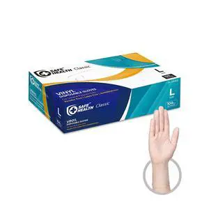 Vinyl Disposable Gloves, Food Safe, Latex Free, Powder Free, Clear, Box of 100, Large, 3 mil, Cleaning, Salon, Service, Office, Household, Daily Vinyl Disposable Gloves, Food Safe, Latex Free, Powder Free, Clear, Box of 100, Large, 3 mil, Cleaning, Salon, Service, Office, Household, Daily