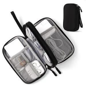 Travel Electronic Organizer Pouch Bag, 3 Compartments Portable Electronic Phone Accessories Storage Multifunctional Case for Cable, Cord, Charger, Hard Drive, Earphone(Black) Travel Electronic Organizer Pouch Bag, 3 Compartments Portable Electronic Phone Accessories Storage Multifunctional Case for Cable, Cord, Charger, Hard Drive, Earphone(Black)