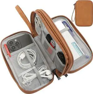 Travel Cable Organizer Pouch Electronic Accessories Carry Case Water Resistant Accessories Organizer Pouch Bag for Cable, Cord, Charger, USB, Phone, Power Bank, Earphone (Brown, Medium) Travel Cable Organizer Pouch Electronic Accessories Carry Case Water Resistant Accessories Organizer Pouch Bag for Cable, Cord, Charger, USB, Phone, Power Bank, Earphone (Brown, Medium)