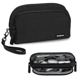 Electronics Organizer Travel Case - Portable Tech Bag, Portable Charger Organizer, All-in-One Storage Bag for Charging Cable, USB Cords, Black, Double Layer Electronics Organizer Travel Case - Portable Tech Bag, Portable Charger Organizer, All-in-One Storage Bag for Charging Cable, USB Cords, Black, Double Layer