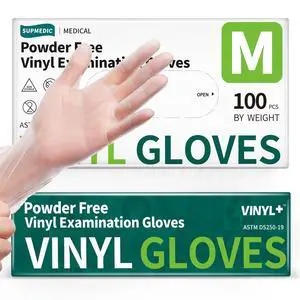 Vinyl Disposable Exam Gloves, Clear 4 Mil Powder-Free Latex-Free Medical Food-Safe Cooking Cleaning Glove, 100 Pcs (Medium) Vinyl Disposable Exam Gloves, Clear 4 Mil Powder-Free Latex-Free Medical Food-Safe Cooking Cleaning Glove, 100 Pcs (Medium)