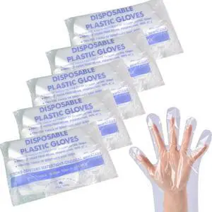 500 PCS Disposable Polyethylene Gloves, Clear, One Size Fits Most, Latex-Free, Ambidextrous, for Food Handling and General Purpose 500 PCS Disposable Polyethylene Gloves, Clear, One Size Fits Most, Latex-Free, Ambidextrous, for Food Handling and General Purpose
