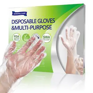 100-Count Disposable PE Gloves, Textured Grip for Food Prep, Cleaning & Crafts, Food-Safe & Chemical Resistant, Multi-Purpose Protective Gloves 100-Count Disposable PE Gloves, Textured Grip for Food Prep, Cleaning & Crafts, Food-Safe & Chemical Resistant, Multi-Purpose Protective Gloves