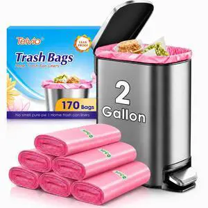 Small Trash Bags 2 Gallon 170 Counts Garbage Bags, Bathroom Trash Can Bin Liners, Plastic Bags for home office kitchen, Pink Small Trash Bags 2 Gallon 170 Counts Garbage Bags, Bathroom Trash Can Bin Liners, Plastic Bags for home office kitchen, Pink