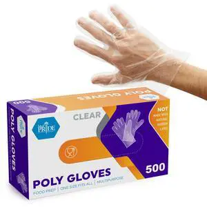 Clear Food-Prep Poly Gloves,Latex-Free,One Size Fits All,500-Ct Clear Food-Prep Poly Gloves,Latex-Free,One Size Fits All,500-Ct