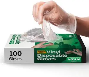 Vinyl Disposable Gloves for Cooking and Food Prep - 100 Clear Medium Latex Free Disposable Gloves - Food Safe for BBQ, Cooking, Cleaning, and More - Guantes Desechables Vinyl Disposable Gloves for Cooking and Food Prep - 100 Clear Medium Latex Free Disposable Gloves - Food Safe for BBQ, Cooking, Cleaning, and More - Guantes Desechables