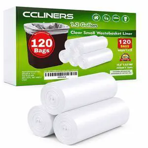 1.2 Gallon 120 Clear Small Trash Bags Bathroom 1 Gallon Garbage Bags Plastic Wastebasket Mini Trash Bags Can Liners for Home and Office Bins, 120 Count 1.2 Gallon 120 Clear Small Trash Bags Bathroom 1 Gallon Garbage Bags Plastic Wastebasket Mini Trash Bags Can Liners for Home and Office Bins, 120 Count