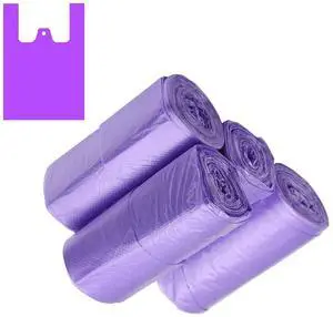 100 Counts 4 Gallon Trash Bags, 23.6 Inch x 17.7 Inch Kitchen Small Garbage Bags with Handles for Bathroom, Household Contractor Bags (Purple) 100 Counts 4 Gallon Trash Bags, 23.6 Inch x 17.7 Inch Kitchen Small Garbage Bags with Handles for Bathroom, Household Contractor Bags (Purple)